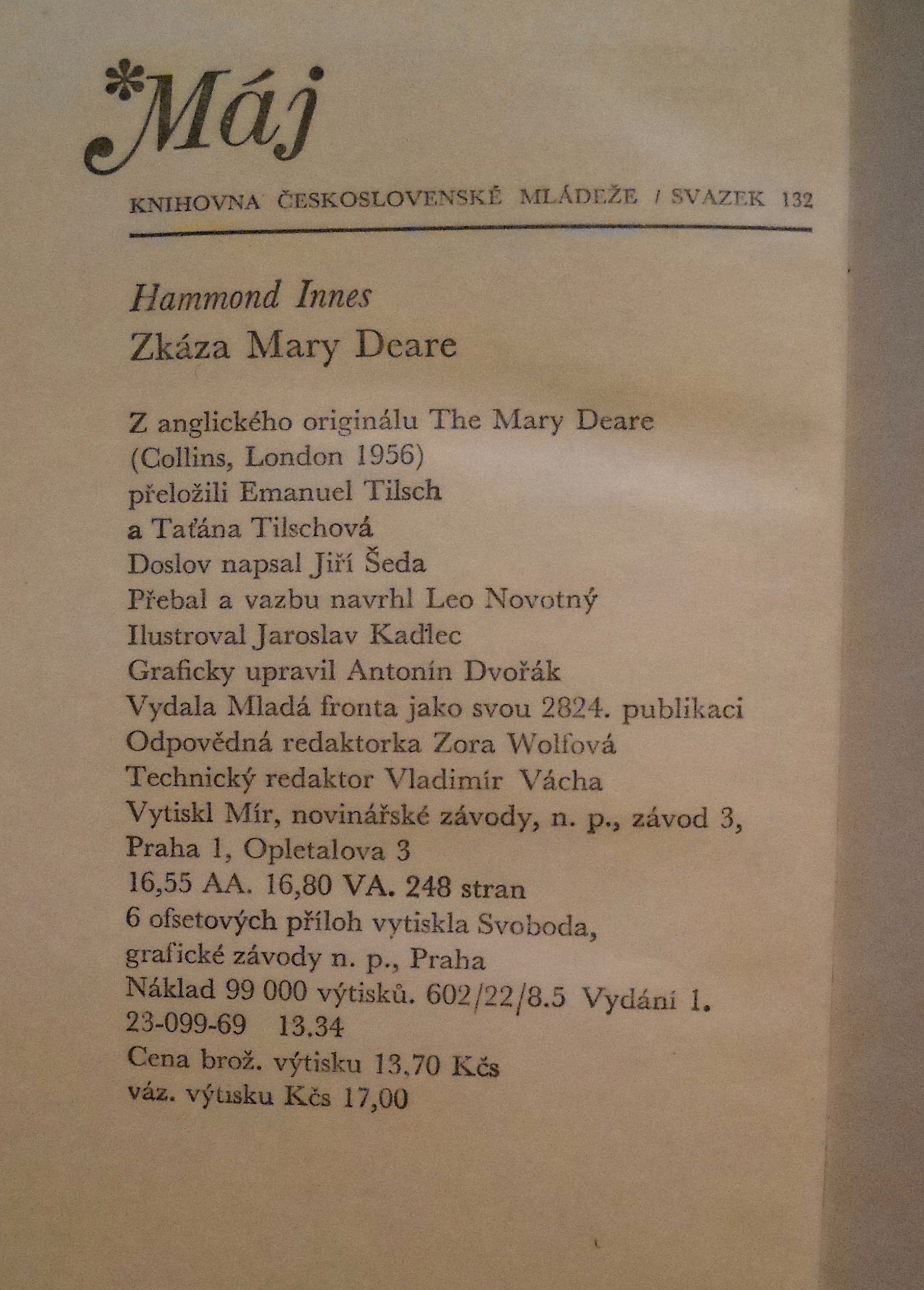 Hammond Innes - Zkáza Mary Deare - Máj 1969