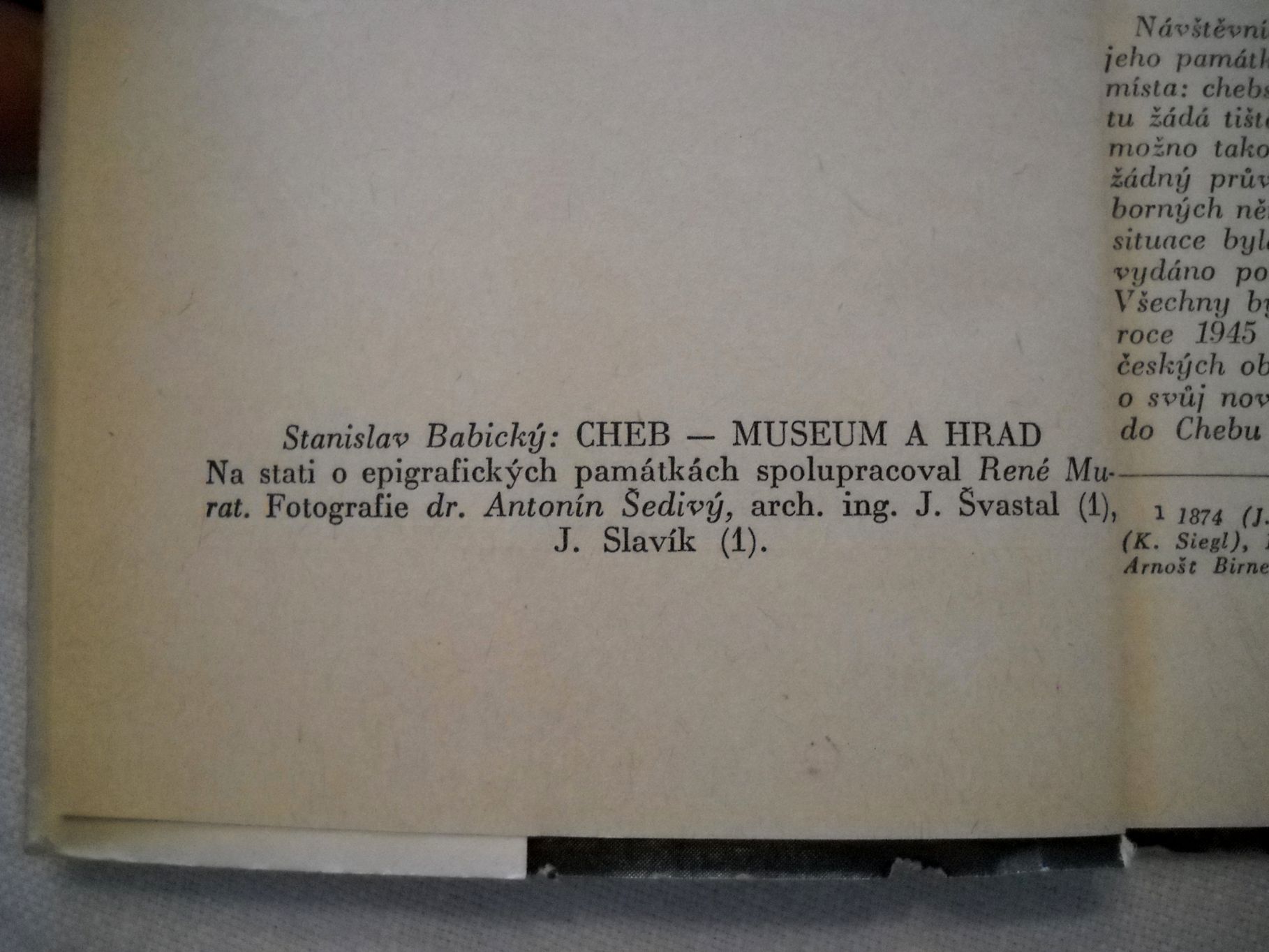 Stanislav Babický - Cheb - museum a hrad - 1958