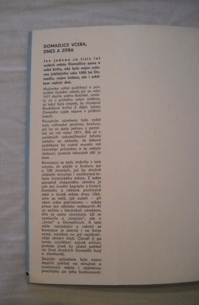 Domažlice včera dnes a zítra - 1000 let - 1971