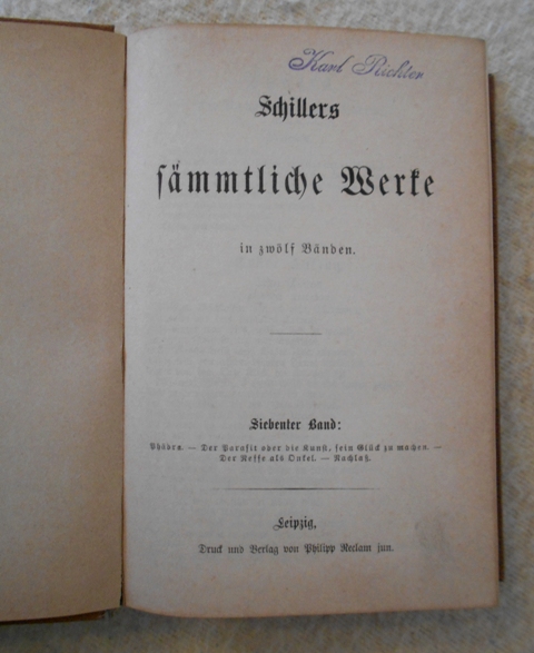 Friedrich Schiller - Sämmtliche werke in zwőlf Banden - Band 9 ( Všechna díla ve 12 svazcích )