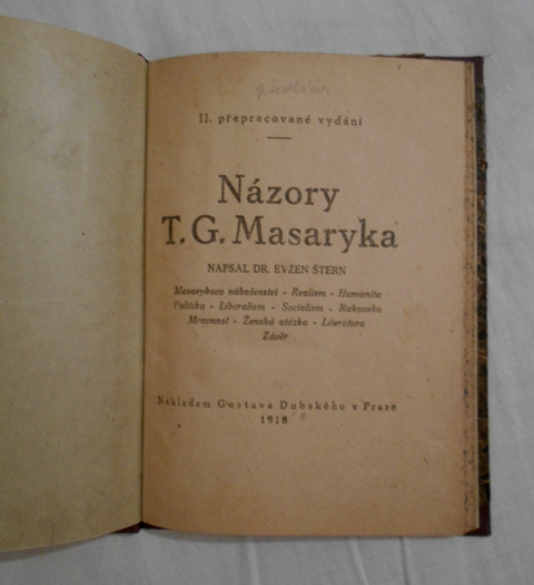 Evžen Štern - Názory T.G. Masaryka - Praha 1918
