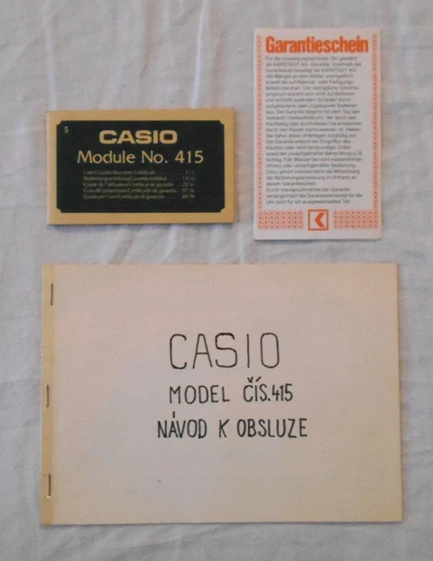 Návod Digitální hodinky Casio Module No. 415 / s domácím českým překladem / - 80. léta