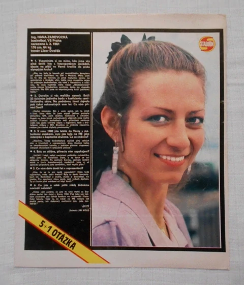 Časopis Stadion 1989 - poslední list s rubrikou 5 + 1 otázka Hana Zarevúcká