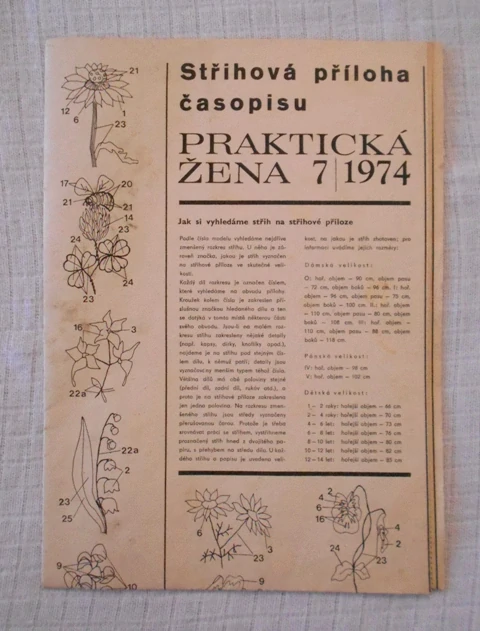 Střihová příloha časopisu Praktická žena 7/1974