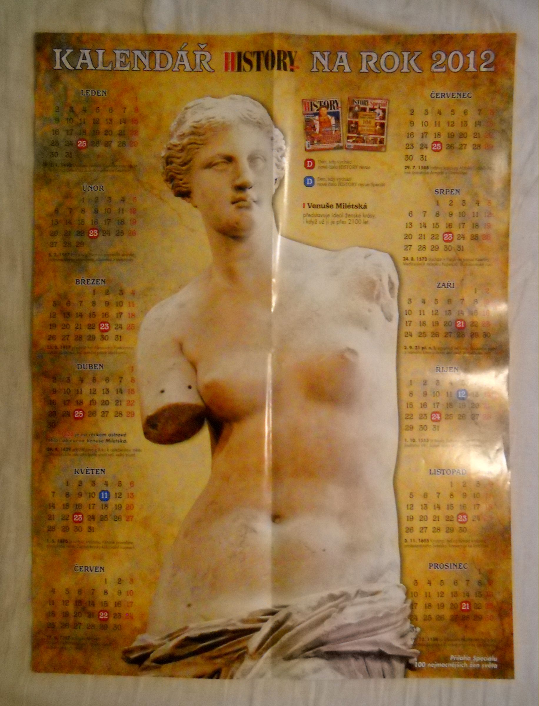 Reklamní kalendář časopis History - rok 2012