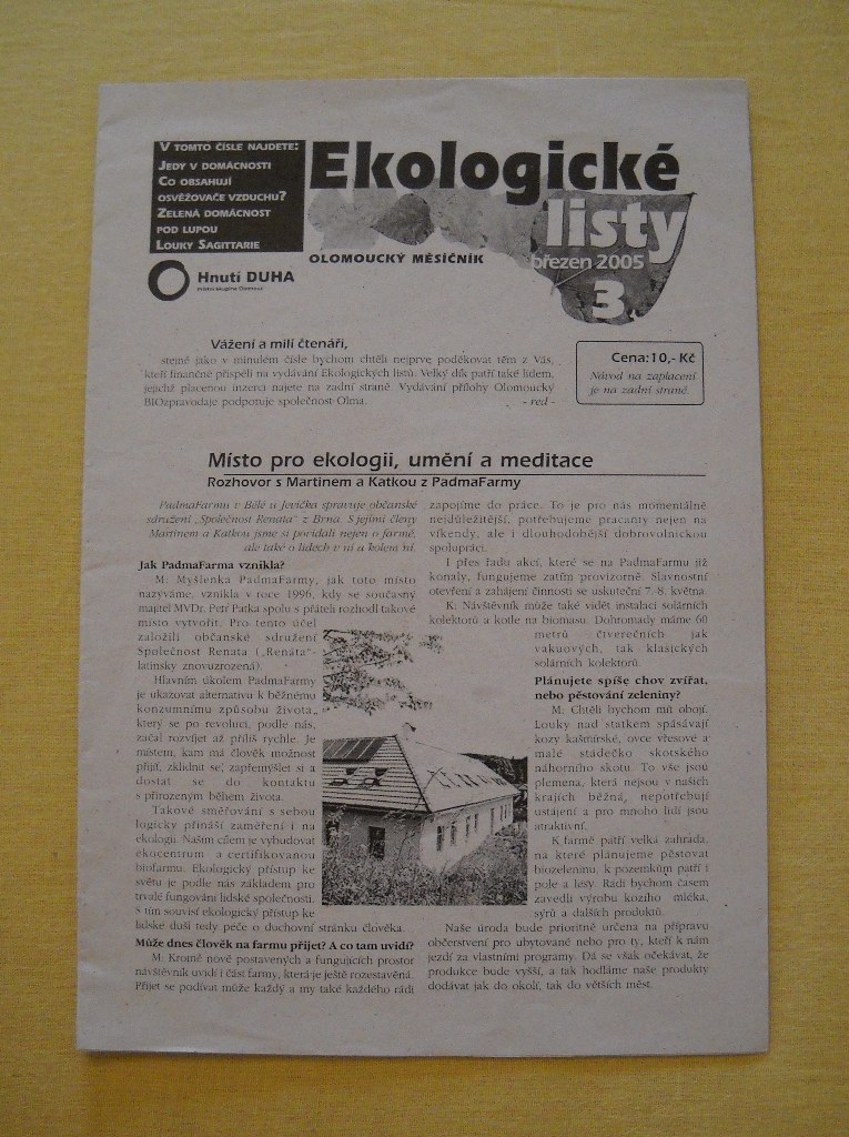 Časopis Ekologické listy - číslo 3 březen 2005