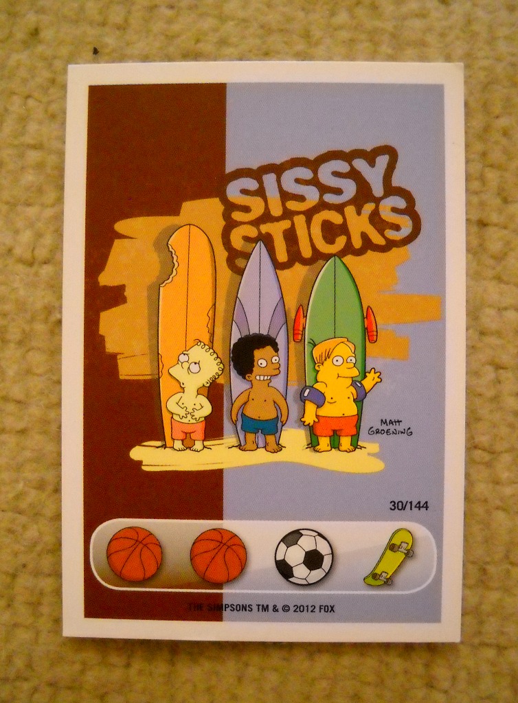 Sběratelská kartička The Simpsons ze série Sport číslo 30/144