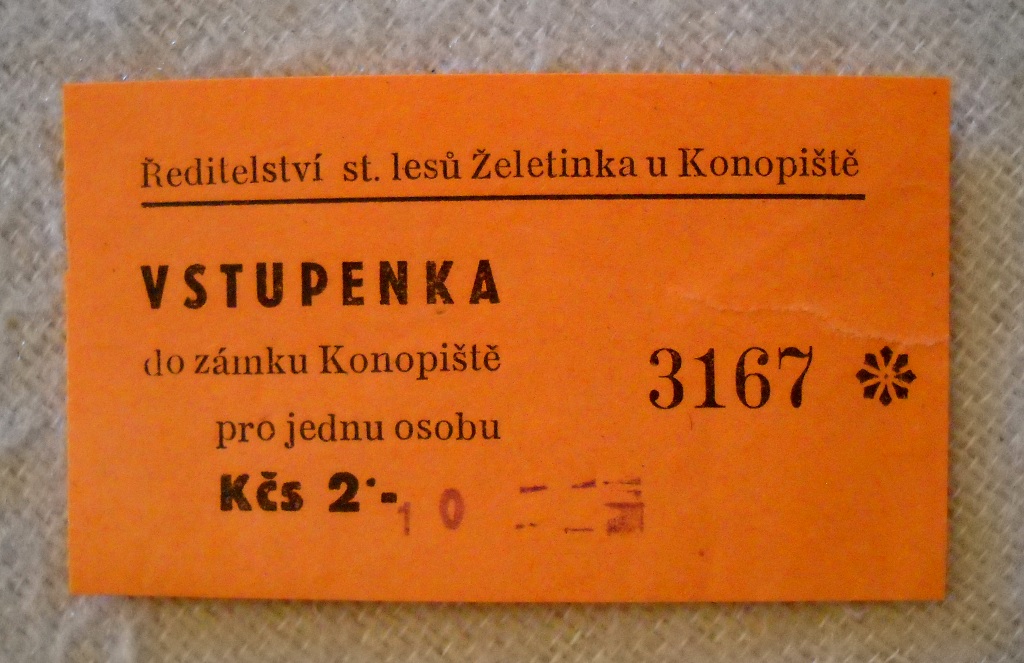 Vstupenka do zámku Konopiště - 2 Kčs