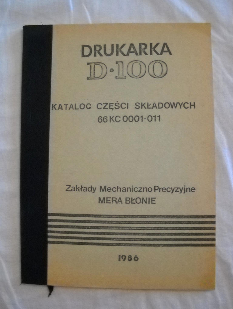 Drukarka D•100 - Katalog części składowych - 1986
