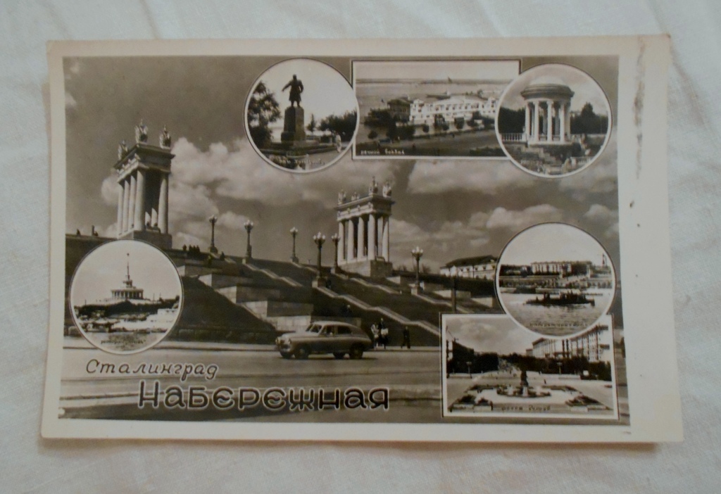 Dobová fotografie pohlednice Stalingrad Naběrežnaja - Sovětský svaz - černobílá