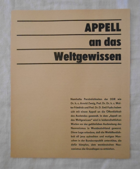 List Appell an das Weltgewissen - Apel na svědomí světa - DDR 1967