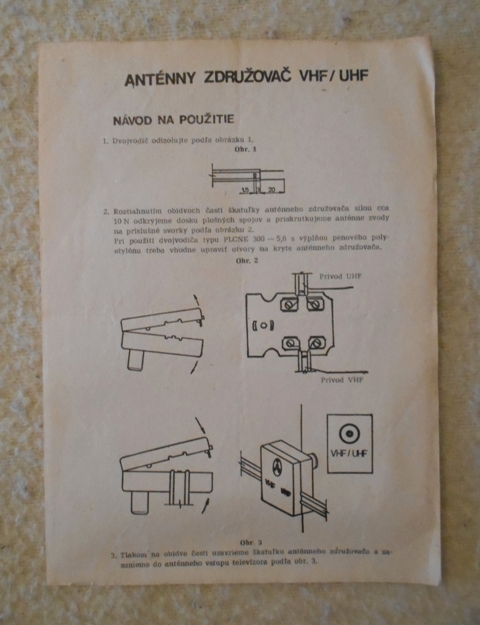 Návod Anténny združovač VHF / UHF - 1989