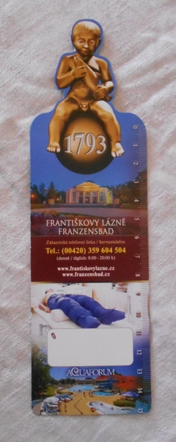 Papírová záložka s kalendářem a měřítkem Františkovy Lázně - 2018