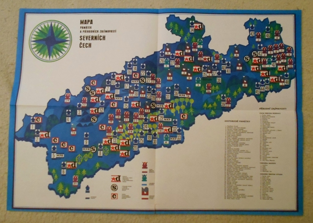Mapa Hlavní památníky dělnického hnutí - příloha k: Severní Čechy