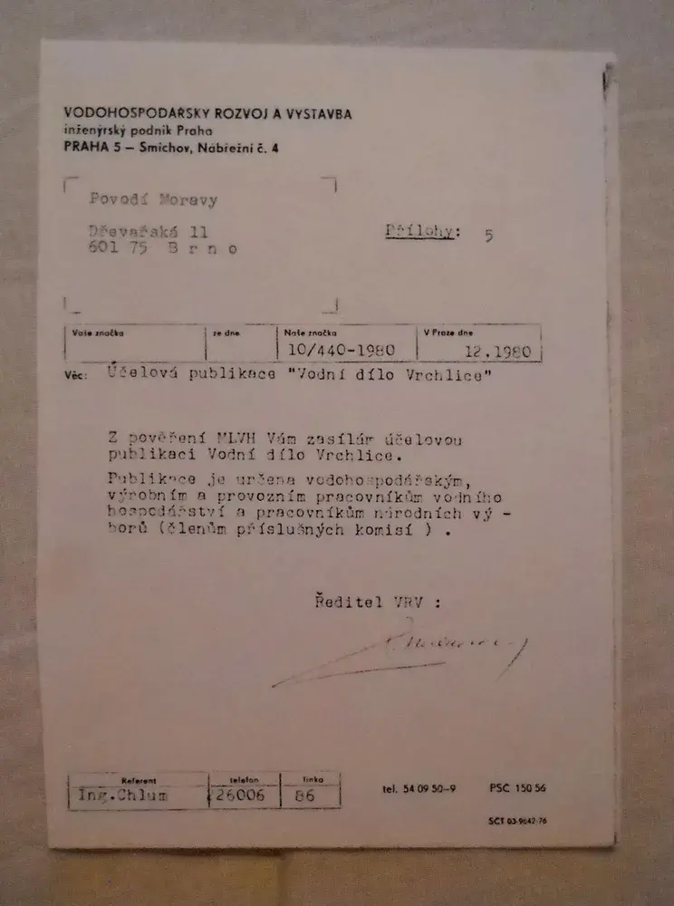 Vodohospodářský rozvoj a výstavba - oznámení o zaslání publikace