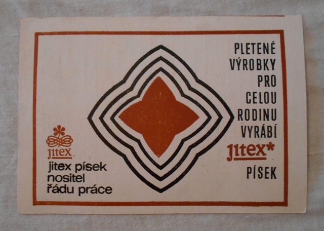 Instruktážní a propagační karta Jitex Písek - Symboly ošetření pletených výrobků