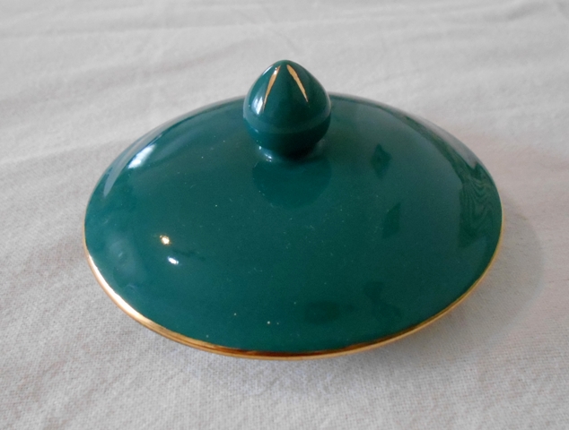 Víčko k hrníčku 9 x 4 cm neznačené - čínský hrnek s labutí zlaté zdobení