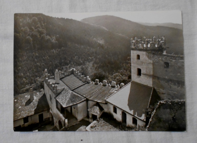Pohlednice Boskovice hrad - černobílá nepoužitá