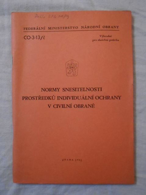 Normy snesitelnosti prostředků individuální ochrany v Civilní obraně - 1988
