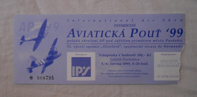 Vstupenka Aviatická pouť ´99 Pardubice - 1999