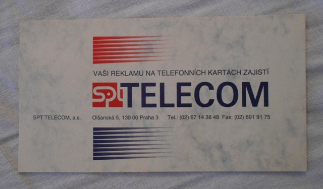 Reklamní karta SPT Telecom - nabídka reklamy na telefonních kartách