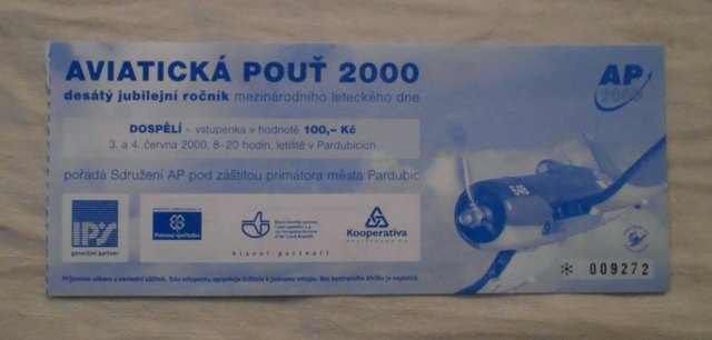 Vstupenka Aviatická pouť 2000 Pardubice - 2000