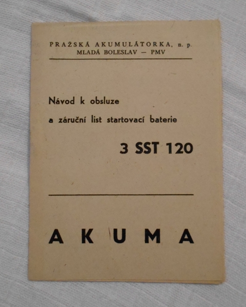 Návod k obsluze a záruční list startovací baterie Akuma 3 SST 120 - 1962
