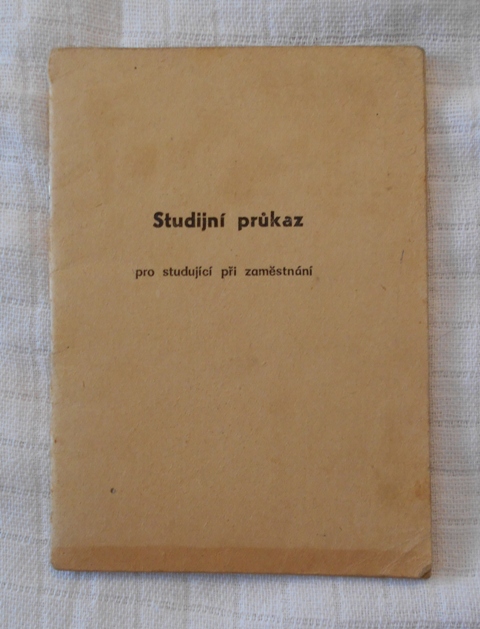 Studijní průkaz pro studující při zaměstnání vzor 1974 - použitý 1975-76