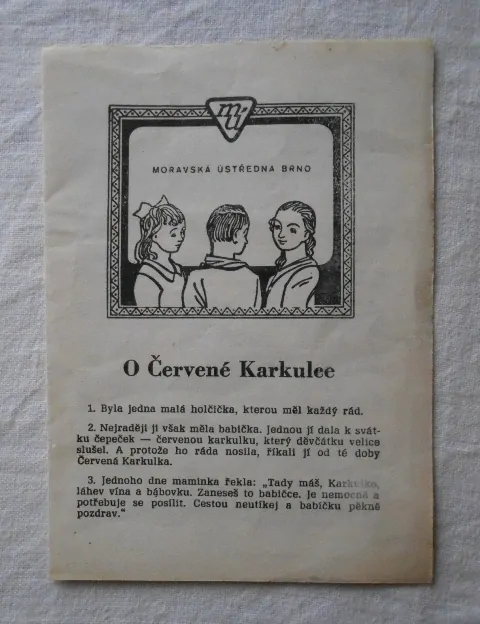 O Červené Karkulce - dvoulist k diapozitivům - Moravská Ústředna Brno