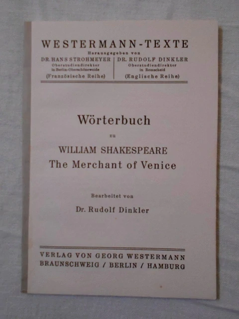 William Shakespeare - The Merchant of Venice - Wőrterbuch