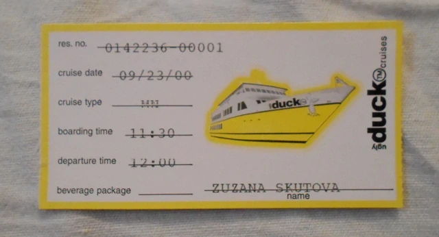 Jízdenka Ugly Duck Cruises - rok 2000