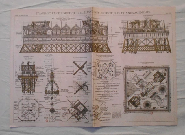 Replika Plány věže Gustava Eiffela 1889 výběr listů - časopis Živá historie - SOUČASNÁ REPLIKA