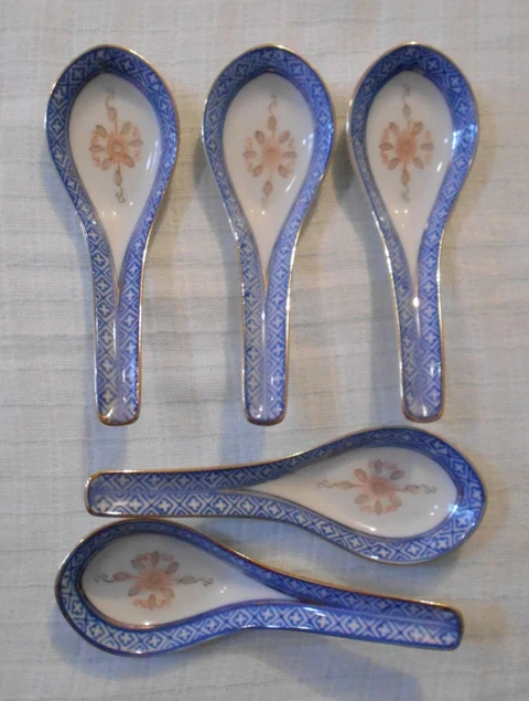 Rýžový porcelán zdobené lžíce sada 5 kusů