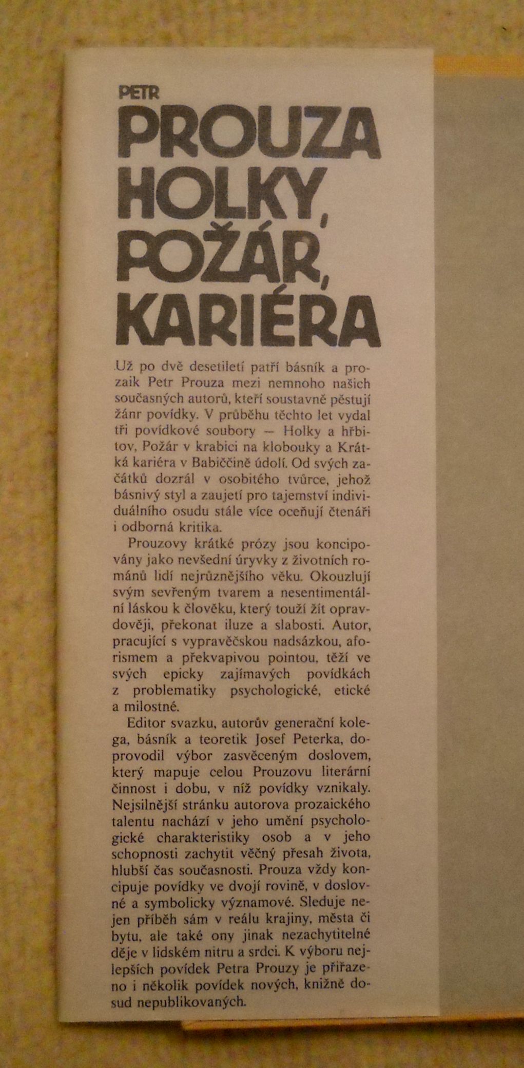 Petr Prouza - Holky, Požár, Kariéra - 1989
