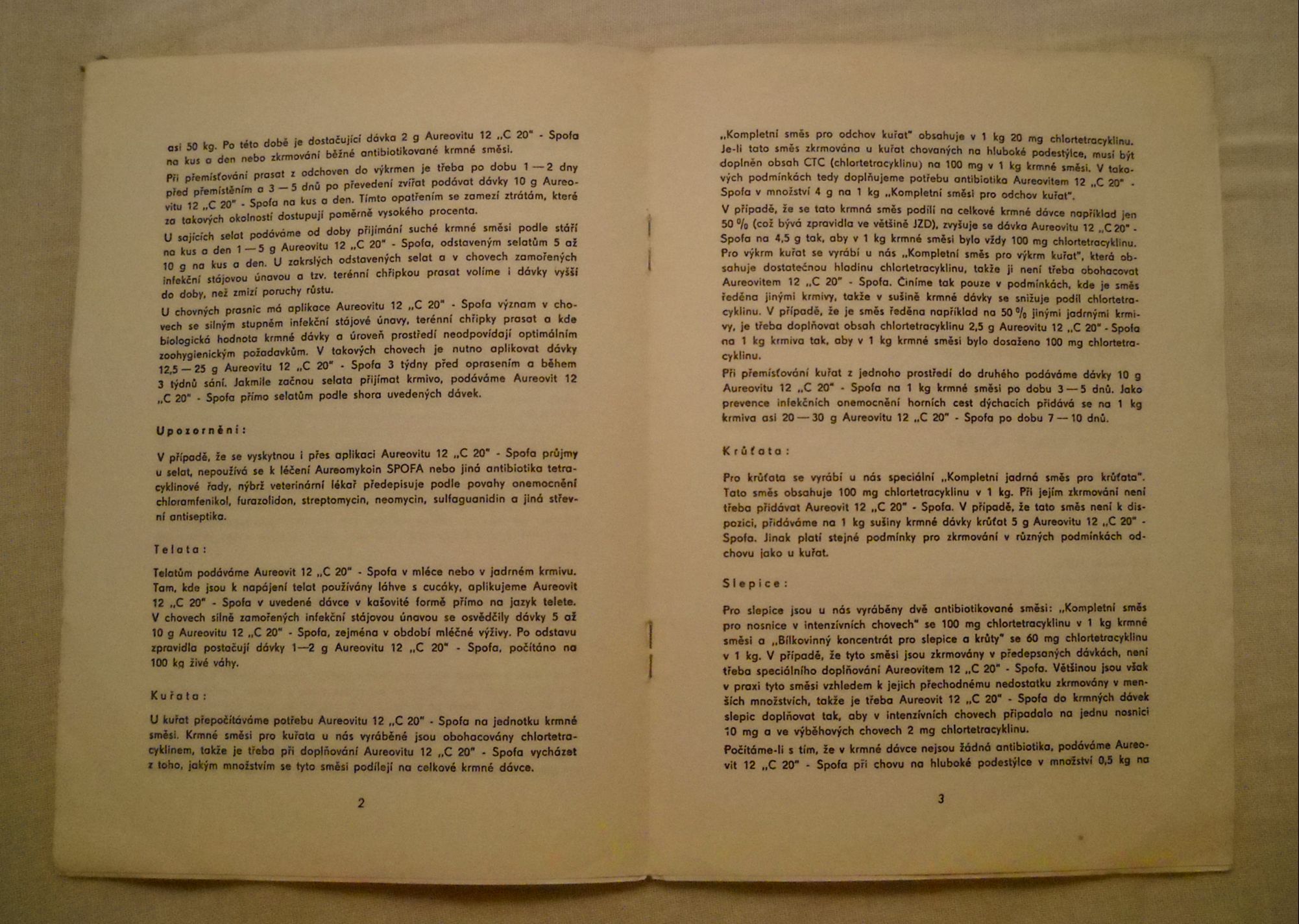 Zemědělský leták Aureovit 12 " C 20 " - 1960
