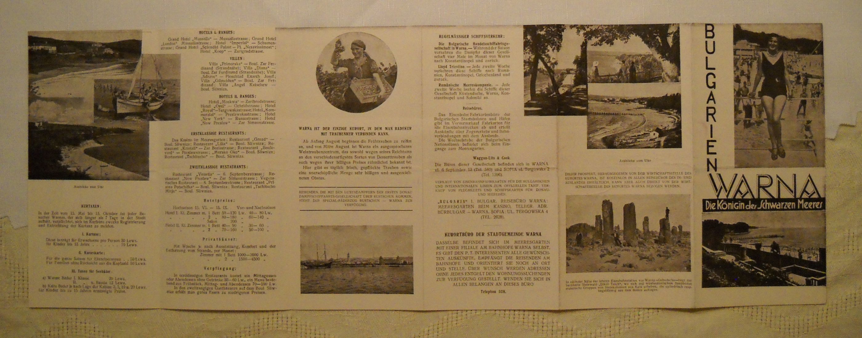 Reklamní turistický leták Varna Bulharsko - třicátá léta