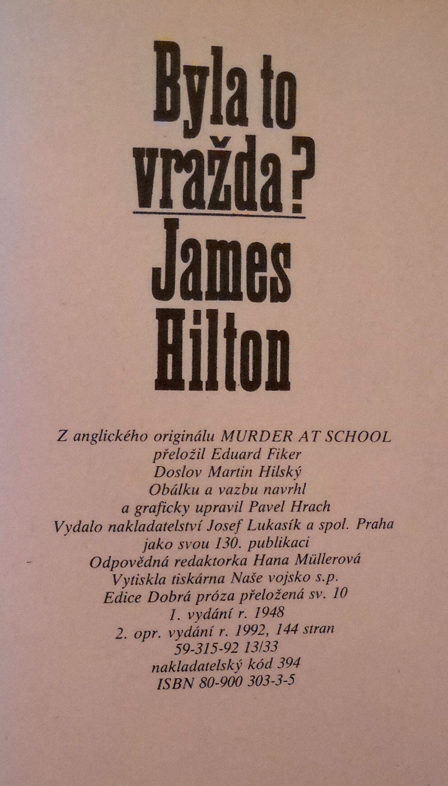 James Hilton - Byla to vražda? - 1992