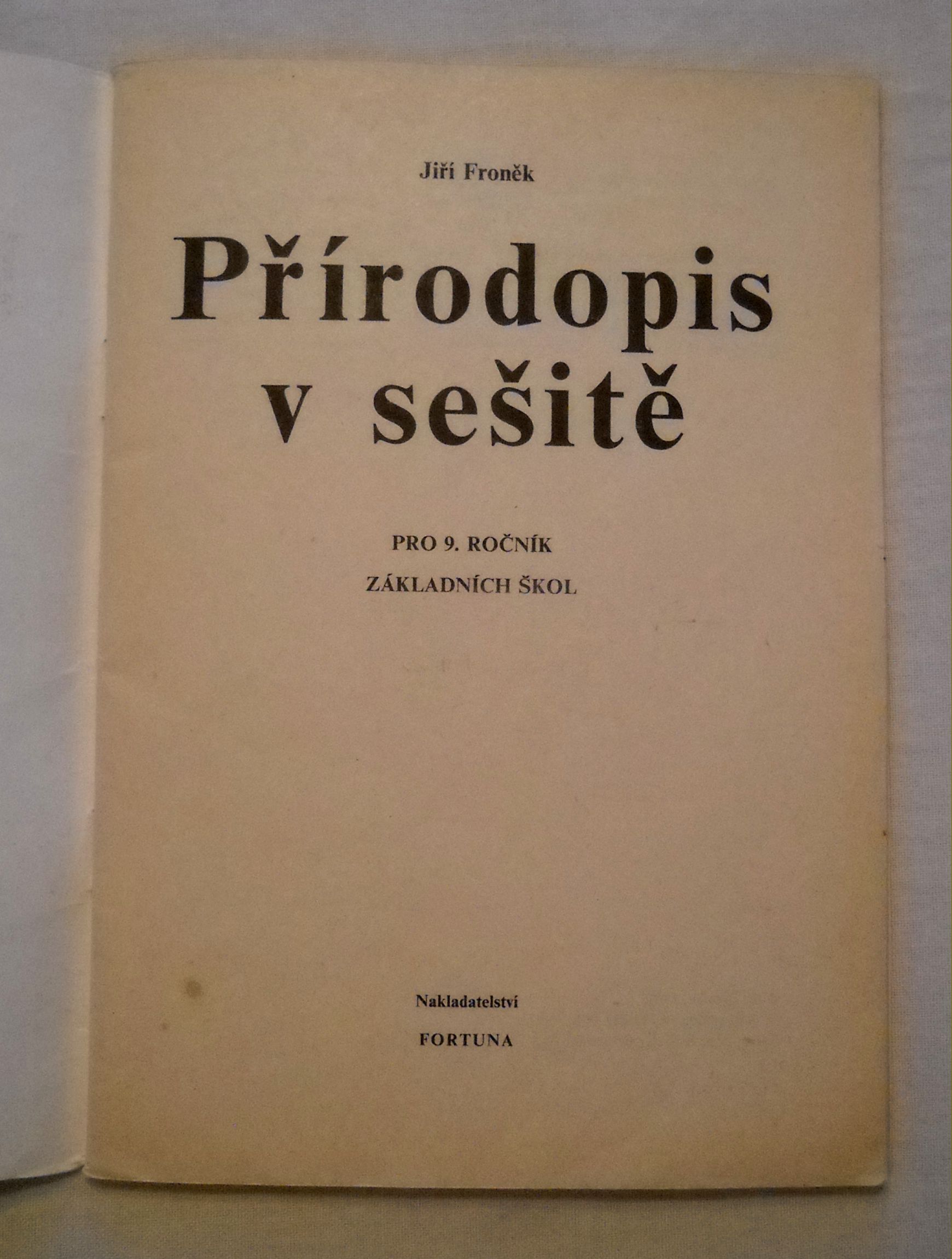 Přírodopis v sešitě pro 9. ročník ZŠ - 1991