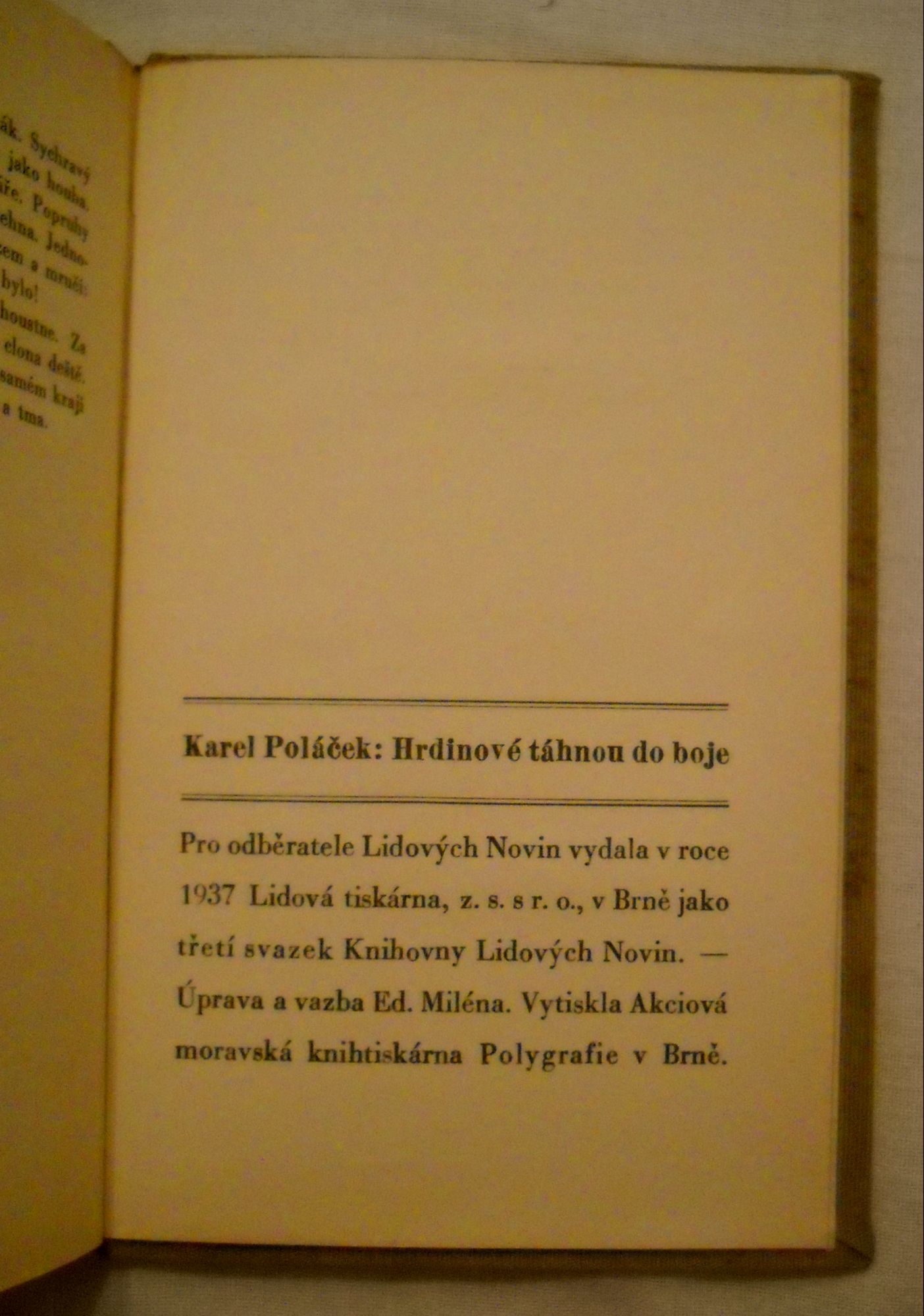 Karel Poláček - Hrdinové táhnou do boje - LN 1937