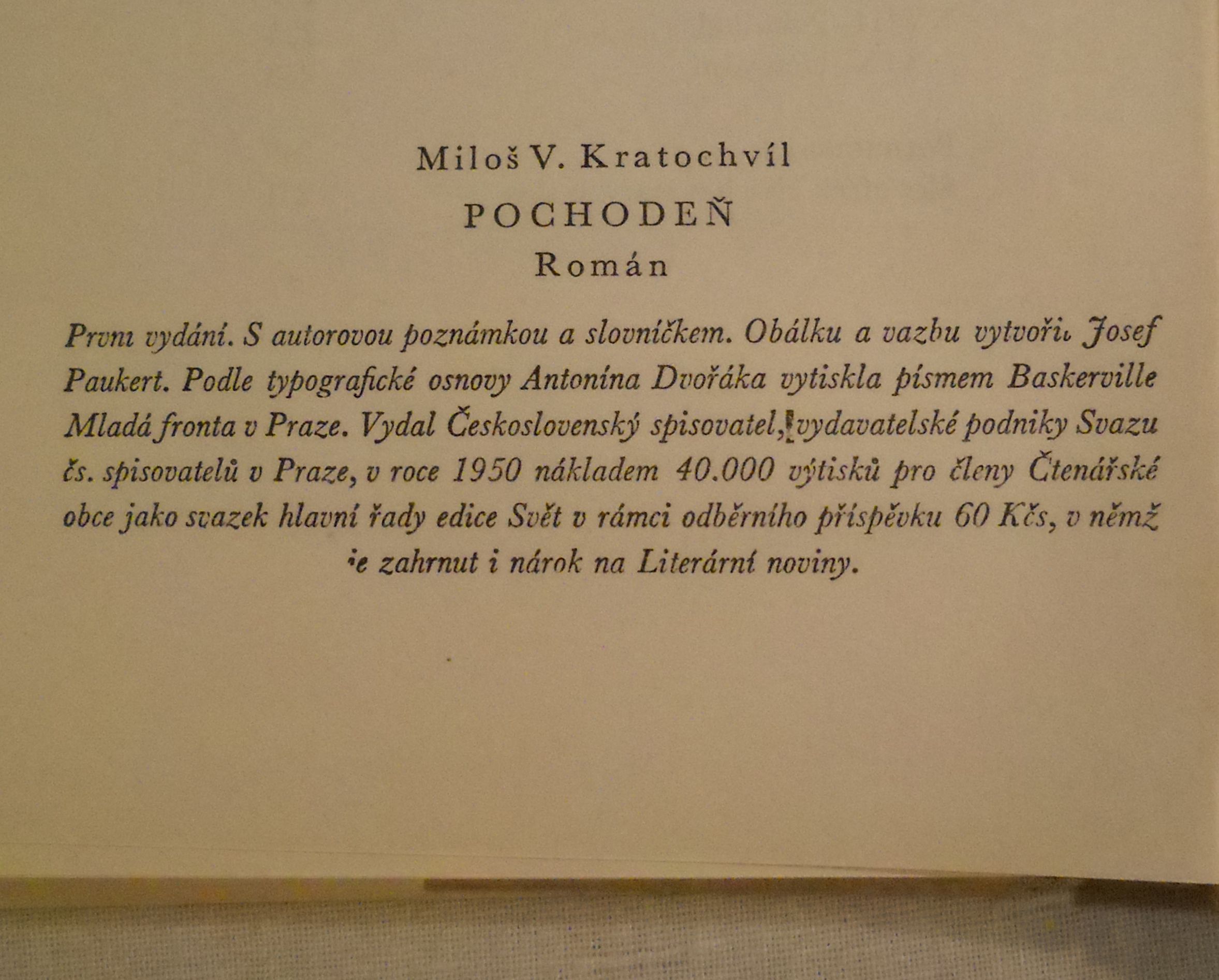 Miloš V. Kratochvíl - Pochodeň - Čs. spisovatel 1950