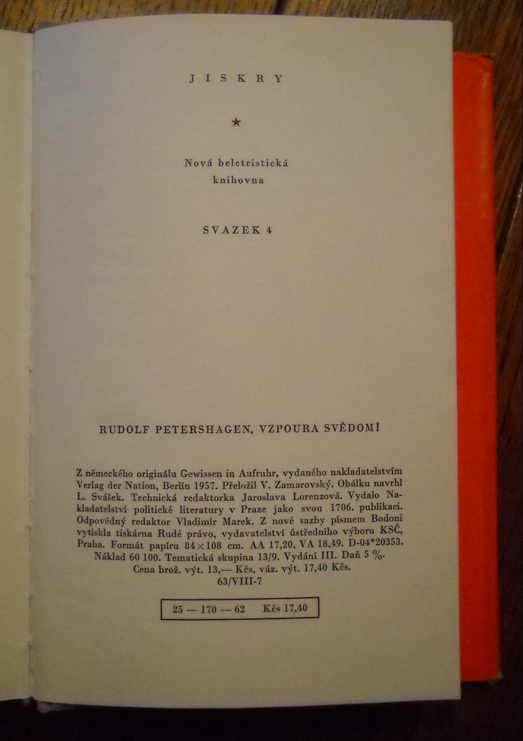 Rudolf Petershagen - Vzpoura svědomí - NPL - 1962