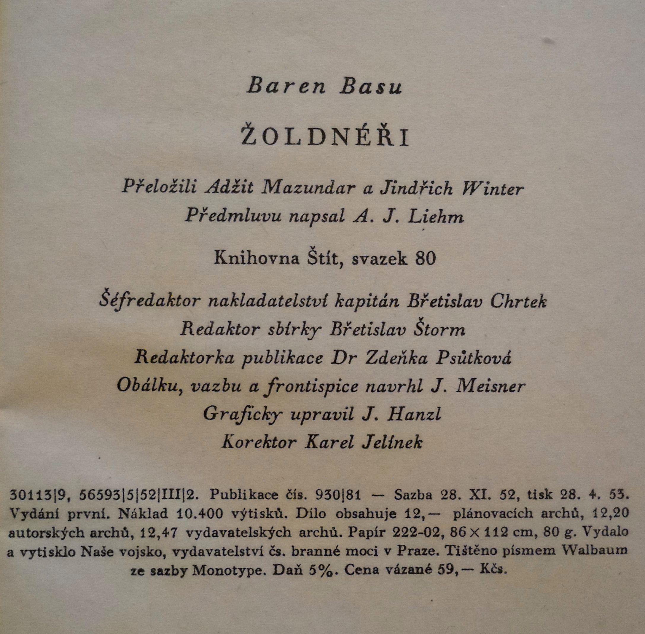 Baren Basu - Žoldnéři - Naše vojsko 1953