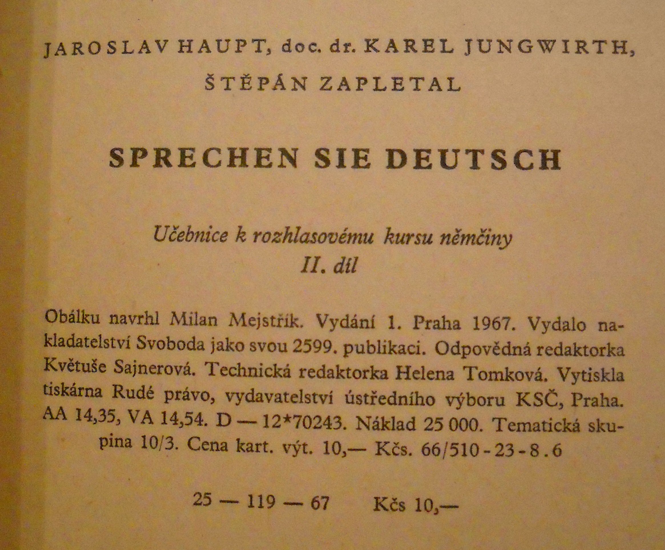 Haupt, Jungwirth, Zapletal - Mluvíte německy? II. díl - 1967
