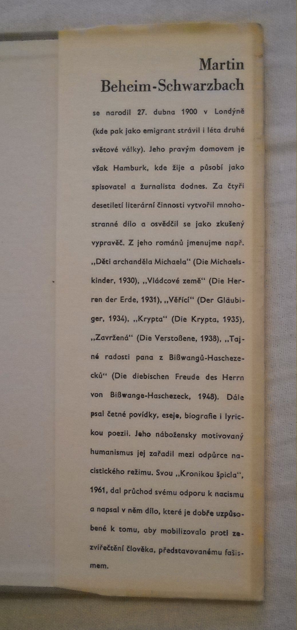 Martin Beheim Schwarzbach - Kronika špicla - Odeon 1966