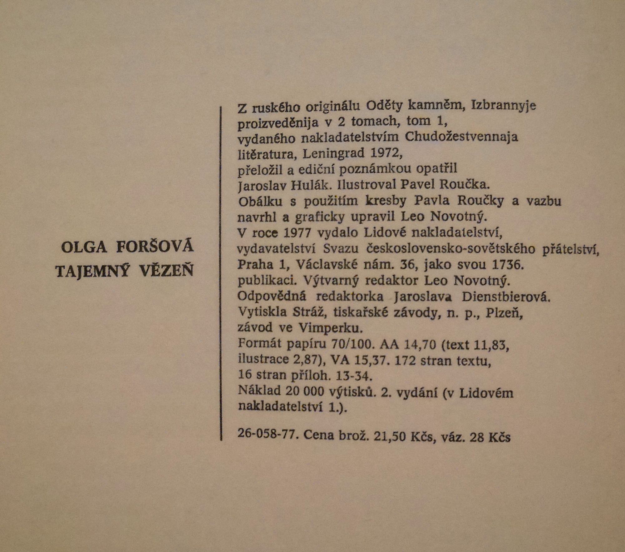 Olga Foršová - Tajemný vězeň - 1977