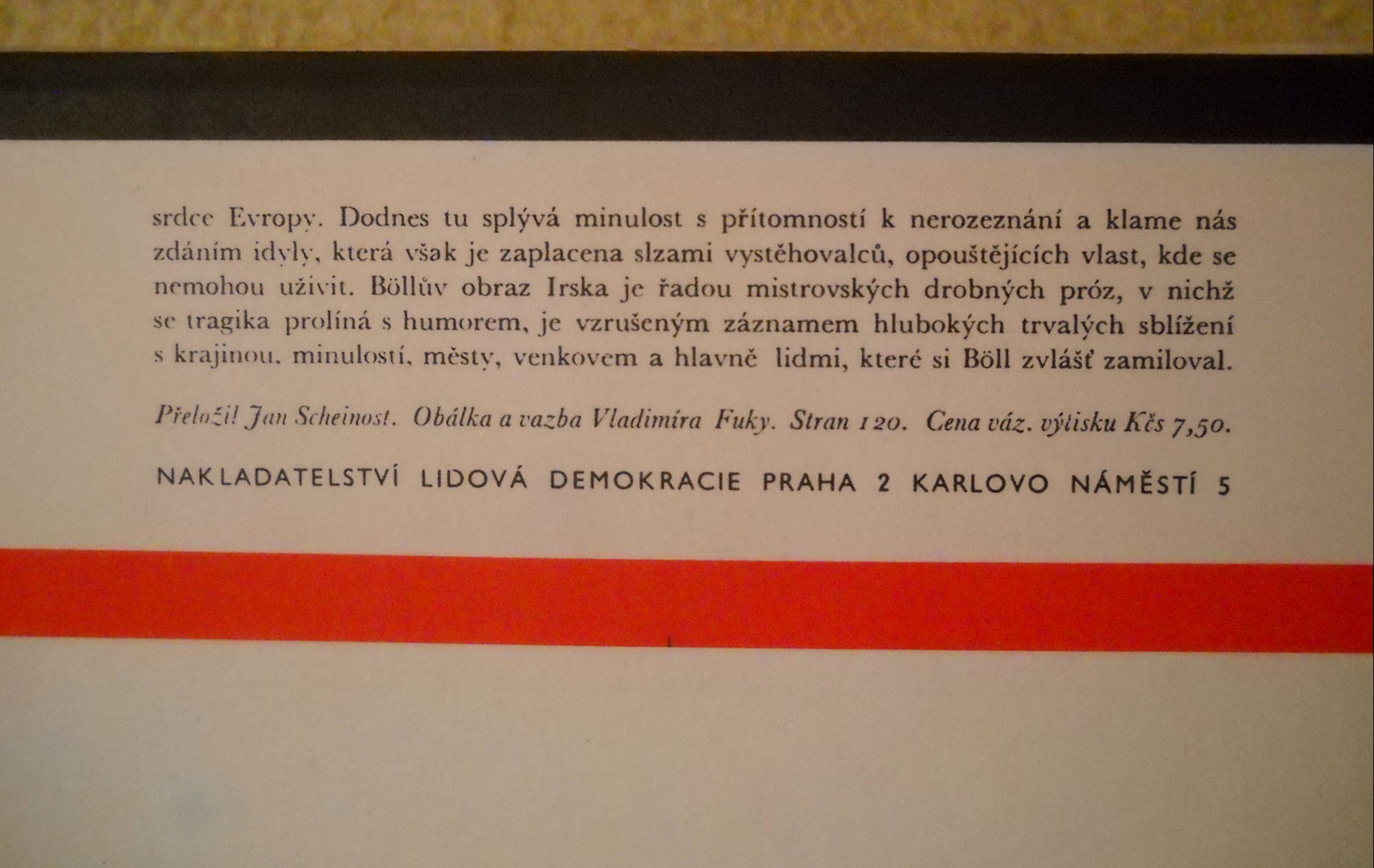 Heinrich Bőll - Irský deník - 1965 obálka Fuka