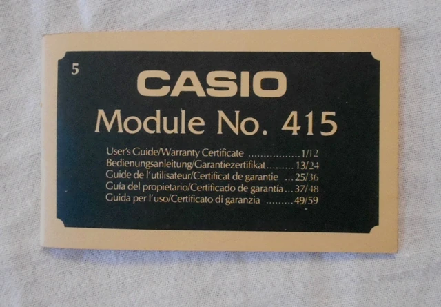 Návod Digitální hodinky Casio Module No. 415 / s domácím českým překladem / - 80. léta