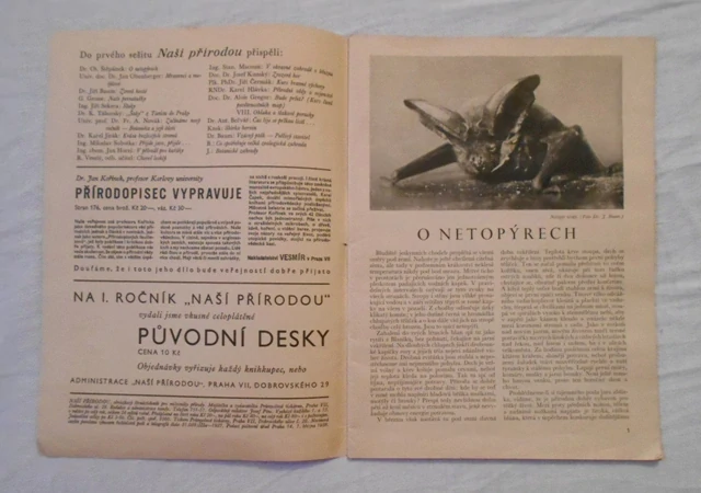 Časopis Naší přírodou ročník II. číslo 1 rok 1938