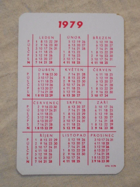 Reklamní kalendář Dopravní stavby Olomouc 25 let - rok 1979