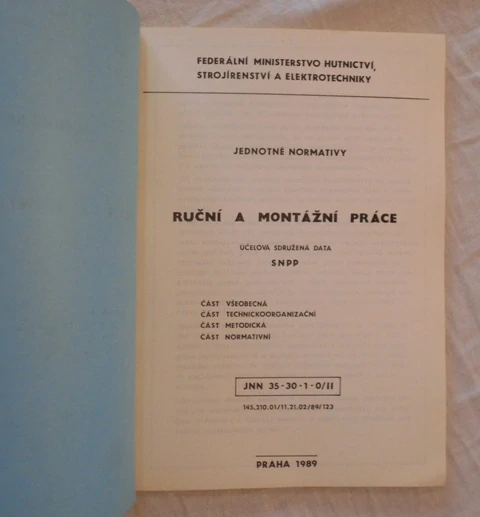 Ruční a montážní práce Jednotné normativy - Praha 1989